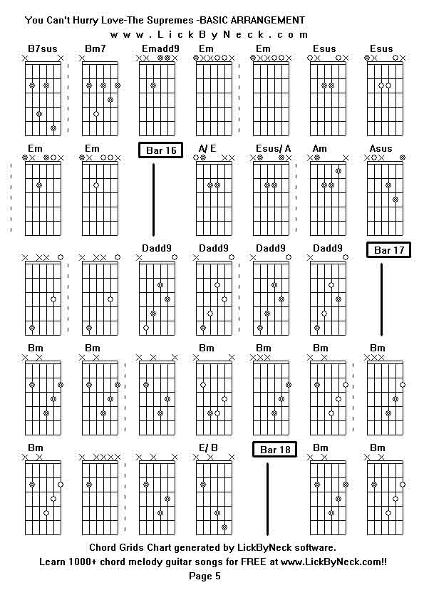 Chord Grids Chart of chord melody fingerstyle guitar song-You Can't Hurry Love-The Supremes -BASIC ARRANGEMENT,generated by LickByNeck software.